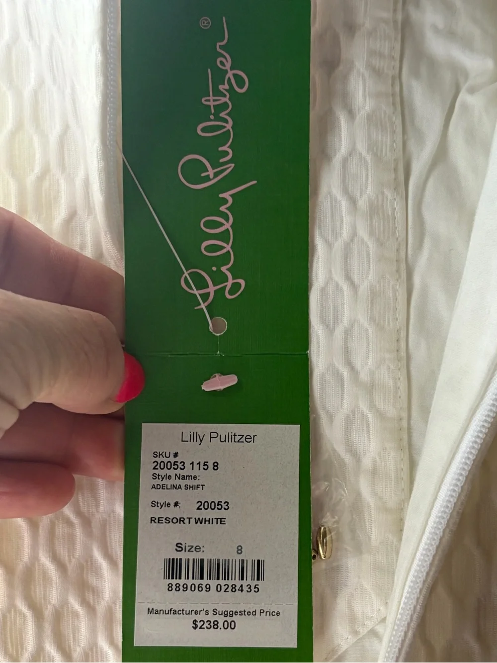 Lilly Pulitzer Cream Textured Shift Dress with Gold Embellished Neckline - Picture 7 of 16